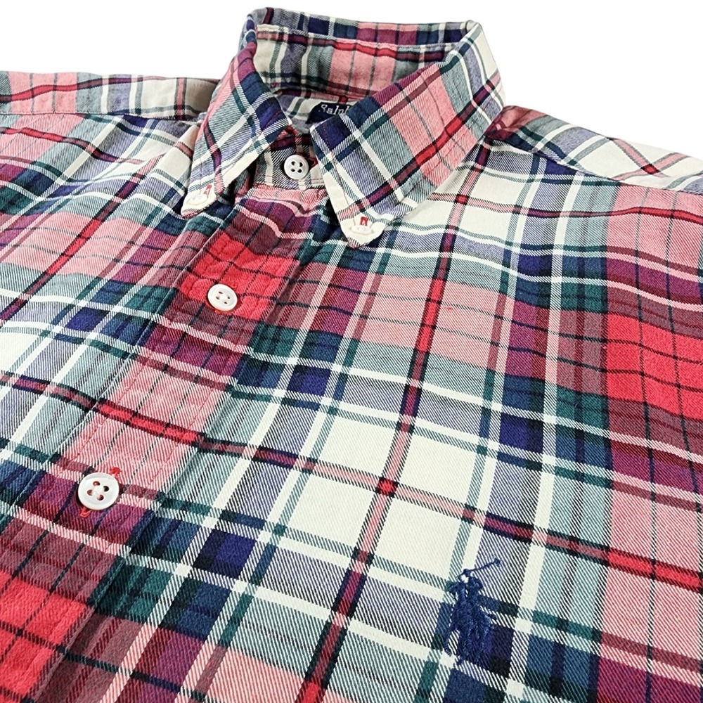 Ralph Lauren Mens Plaid Button Down Long Sleeve Shirt Classic Fit Pony Logo L